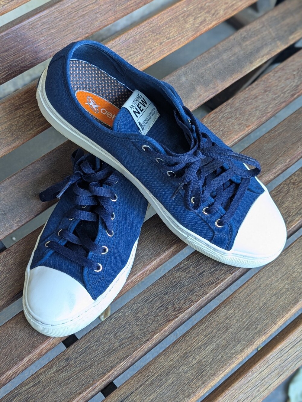 Nothing New Navy Canvas Low-Top Sneakers with White Toe